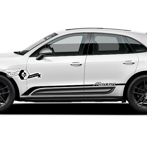 2x Porsche 2023 Porsche Macan T  Side Line Stripes Doors Decal Stickers
