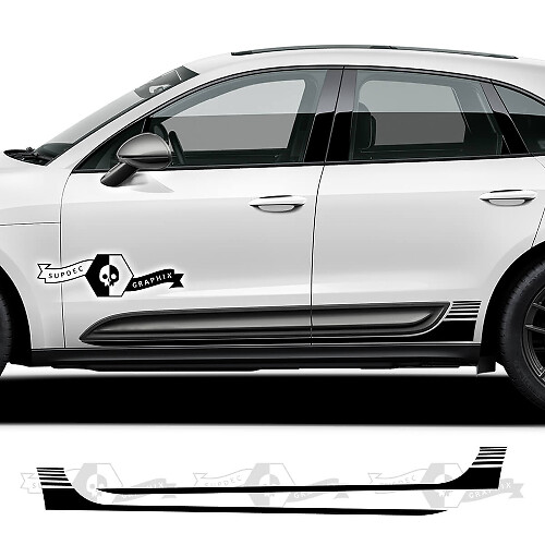 2x Porsche 2023 Porsche Macan T Side Lines Stripes Doors Bottom Decal Stickers
