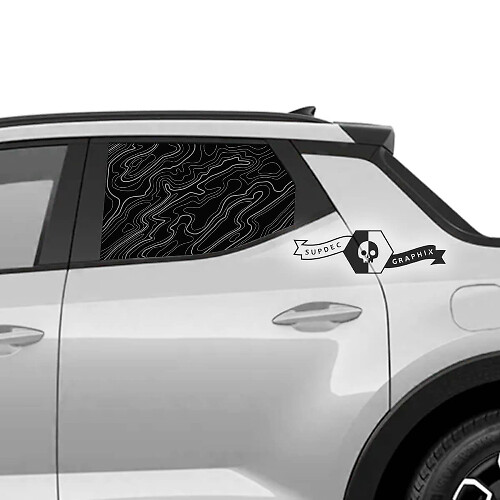 Contour Map Rear Side Window Vinyl Decals for Hyundai Santa Cruz