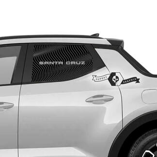 Pair Hyundai Santa Cruz Side Bed Line Waves Window Logo Vinyl Stickers Decal Graphic
