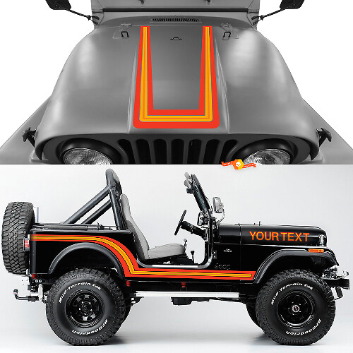 Retro Colour Rocker Panel Bonnet Wing Decals for Jeep Renegade CJ7 1
