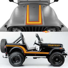 Retro Colour Rocker Panel Bonnet Wing Decals for Jeep Renegade CJ7 2