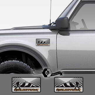2 New Ford Bronco Wildtrak Mountains Decal Vinyl Emblem Sasquatch Logo Gray Sticker Stripe for Ford Bronco
