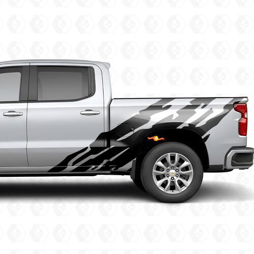 Jagged Bedside Vinyl Stripes for Chevrolet Silverado 1500 T1XX 2019-2026