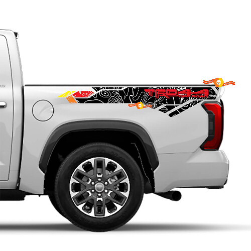 TRD Topographic Map Logo Vintage Vinyl Stickers Decal For Toyota Tundra Third Generation XK70 2021+