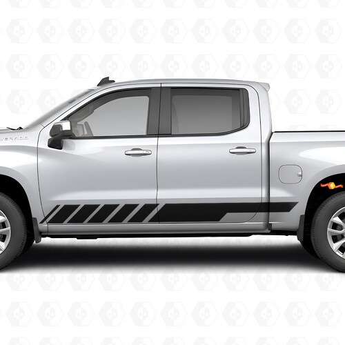 Slanted Racing Door & Rocker Panel Vinyl Stripes for Chevrolet Silverado 1500 T1XX 2019-2026