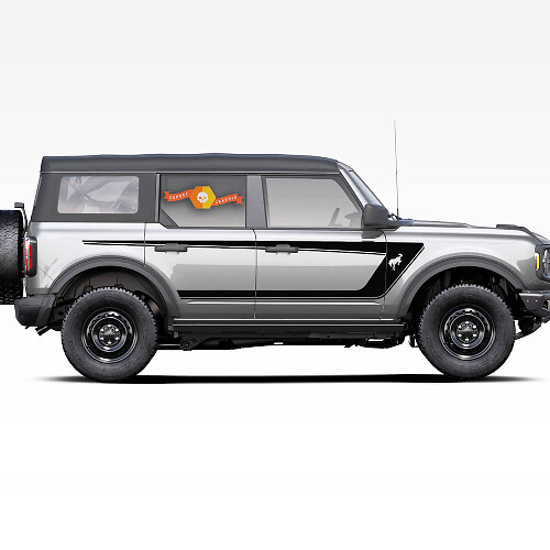 Pair of  Doors Dual Side Stripes Decals Stickers for Ford Bronco 2021 - now
