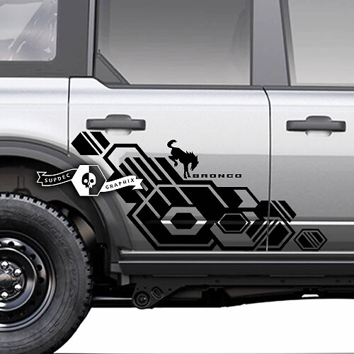 Pair of  Doors Side Geometric Logo Graphics Splash Decals Stickers for Ford Bronco 20212022 2023
