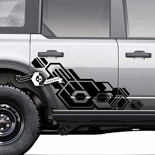 Pair of  Doors Side Geometric Logo Graphics Splash Decals Stickers for Musclecar horse 20212022 2023
