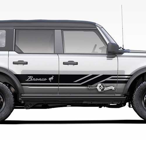 Pair of  Doors Side Stripes Decals Lines Stickers for Ford Bronco 2021 2022 2023
