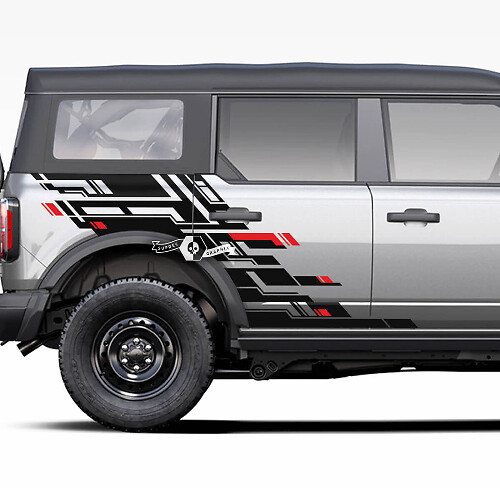 Side Door and Bed Fender Geometric Splash Graphics Decal Stickers 2 for Ford Bronco