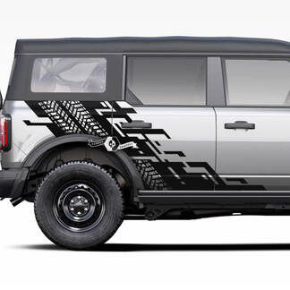 Pair of  Doors Side Bed Fender Geometric Graphics Splash Decals Tire Track Stickers for Ford Bronco 20212022 2023

