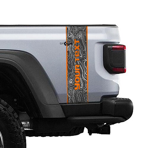 Custom Text Topographic Map Rear Side Stripe Vinyl Graphics 3 Colours for Jeep Gladiator