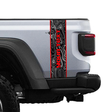 Custom Text Topographic Map Rear Side Stripe Vinyl Graphics 3 Colours for Jeep Gladiator 2
