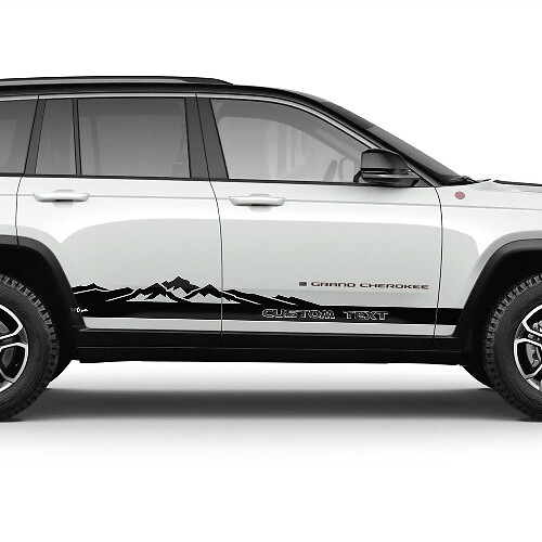 Pair Jeep Grand Cherokee SRT TrackHawk or Trailhawk Side Rocker Panel Mountain Topographic Map Logo Vinyl Sticker Decal Graphic
