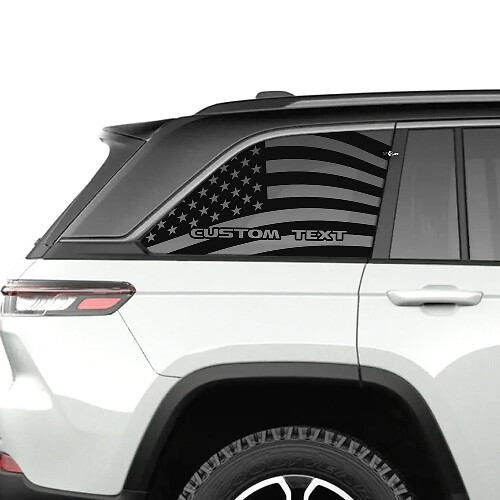 Pair Jeep Grand Cherokee SRT TrackHawk Side Glass Window USA Flag Logo Vinyl Sticker Decal Graphic

