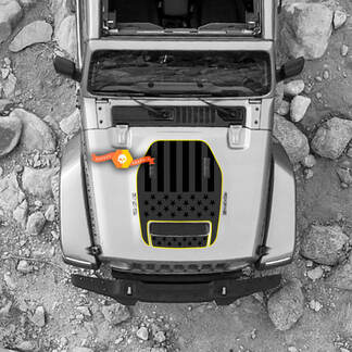 Hood For 2021 2022 2023 Jeep Wrangler Rubicon Sticker Graphics Flag USA Vinyl SupDec Design
