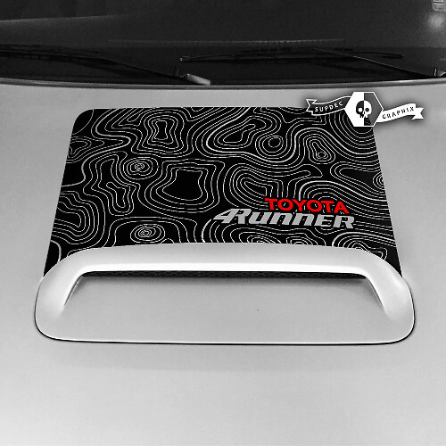 Topographic Map Hood Scoop Vinyl Decal For Toyota 4Runner 2020-2023