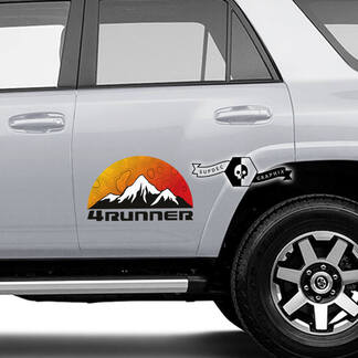 Pair 4Runner 2023 Side Door Old School Sunset Vinyl Mountains Forest Decals Stickers for Toyota 4Runner TRD Colors
