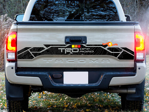 TRD Topographic Style Tailgate Vinyl Decal for Toyota Tacoma 2016-2024