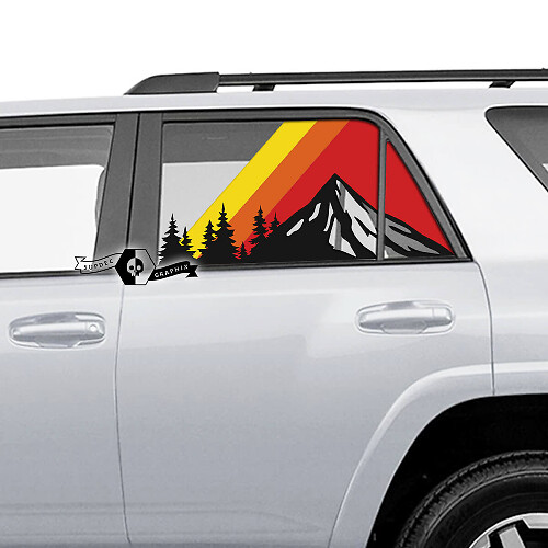 Mountains Forest Style Rear Window Vintage Stripes Vinyl Decal Sticker for Toyota 4Runner