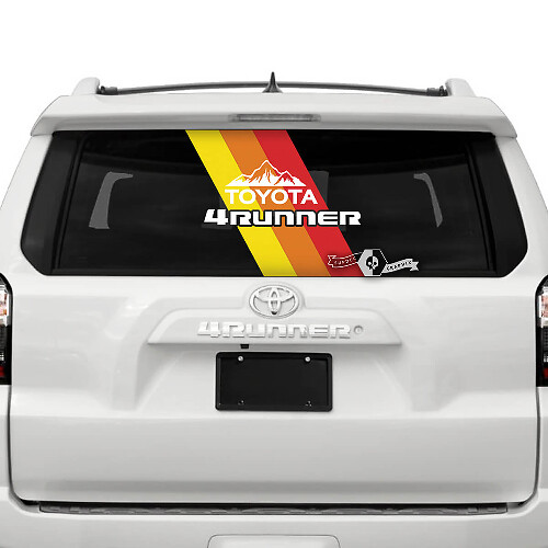 Retro Stripes Mountains Rear Window Vinyl Decals Stickers for Toyota 4Runner 2013-2023