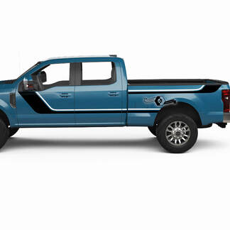 Pair Ford Super Duty 2023 Rocker Panel Stripes Body Doors Bed Line Fender Decals Side Stickers Graphics Vinyl 2 Colors

