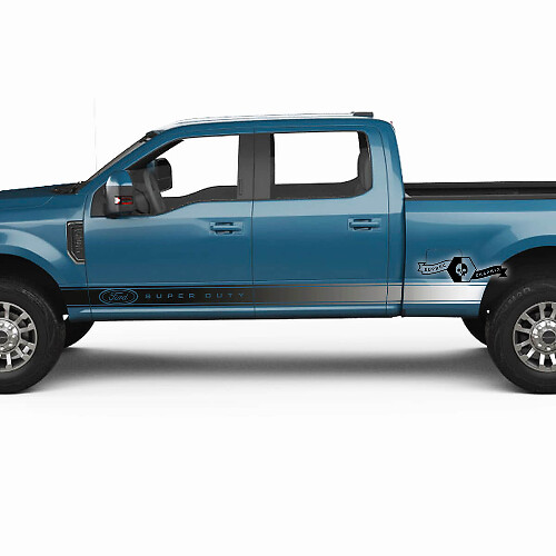 Pair Ford Super Duty 2023 Rocker Panel Stripes Body Doors Gradient Decals Side Stickers Logo Graphics Vinyl
