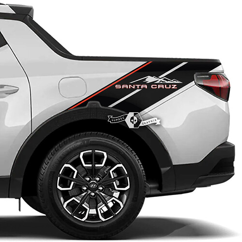 Pair Hyundai Santa Cruz Side Doors Bed Fender Vinyl Stickers Decal Graphic Kit
