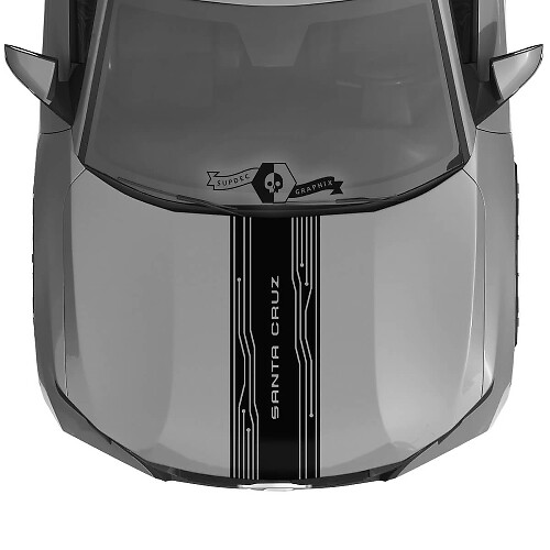 Techno Style Hood Stripe Vinyl Decal For Hyundai Santa Cruz 