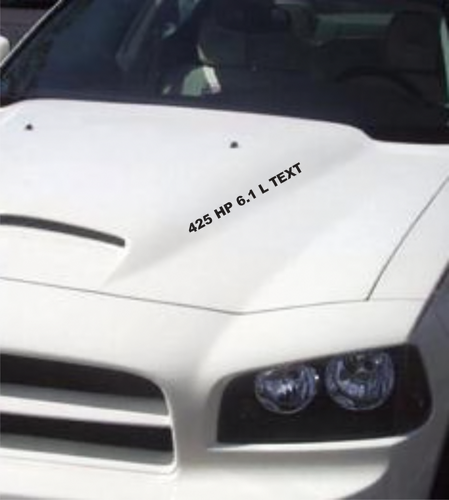 425 HP 6.1L Custom Text Lettering Hood Vinyl Decal Sticker for Dodge Charger
