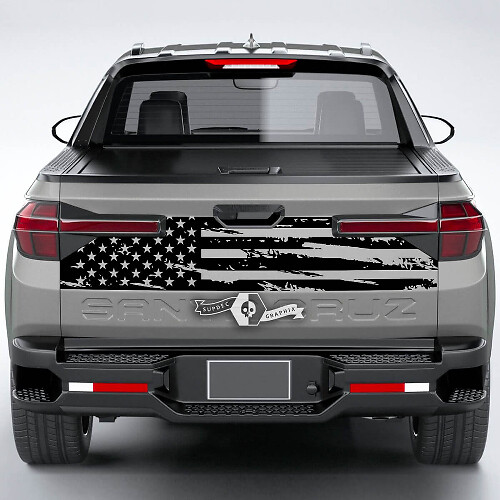 Distressed USA Flag Tailgate Vinyl Decal for Hyundai Santa Cruz 2023