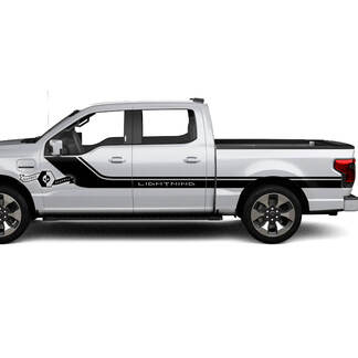 Pair Ford F-150 Lightning 2022 2023 Fender Doors Bed Lines Stripes Body Decals Side Stickers Graphics Vinyl
