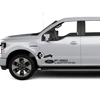 Pair Ford F-150 Lightning 2022 2023 Doors Body Decals Side Stickers Graphics Vinyl Supdec Design
