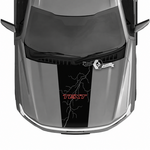 TEXT Red Outline Bolt Blackout Hood Vinyl Decal Sticker for Ford F-150 Lightning 2022-2023