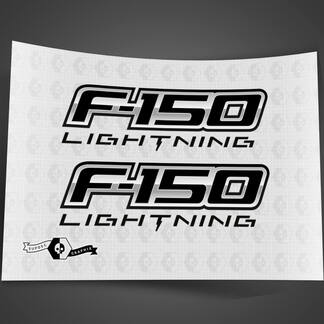 Pair Ford F-150 Lightning 2022 2023 Doors Logo Decals Side Stickers Graphics Vinyl Supdec Design
