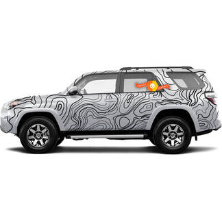 Full body Toyota Tacoma Topographic map contour background Topo map with elevation Wrap Vinyl Decals graphics sticker
 1
