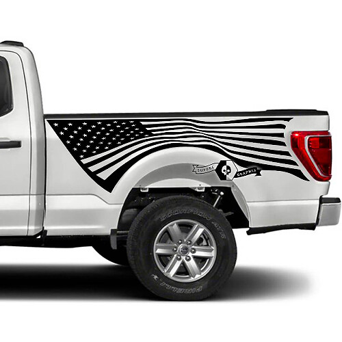 USA Flag Bedside Vinyl Decal Kit for Musclecar truck XLT