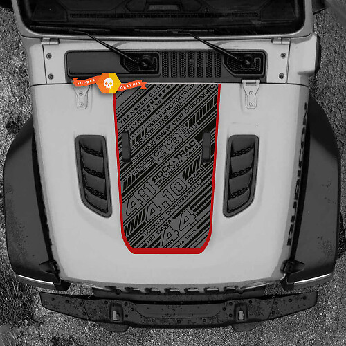 Hood Jeep RUBICON Wrangler Vinyl 2018 + Up Banner  Decal Sticker Graphics
