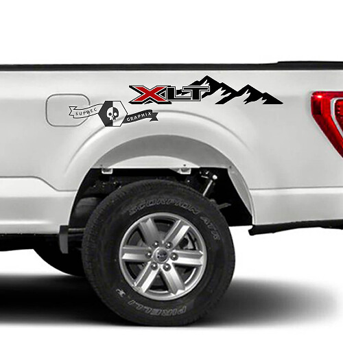 XLT Logo Mountains Bedside Vinyl Decal Kit for Musclecar truck XLT