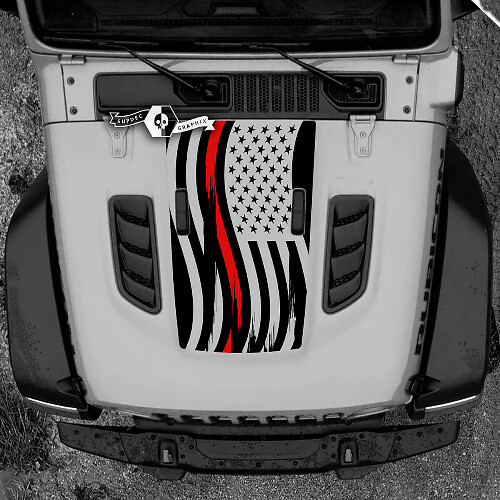 USA Flag Red Line Hood Vinyl Decal Sticker for Jeep Wrangler