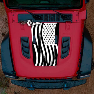 Hood Jeep RUBICON Wrangler JL Vinyl USA Flag Banner Decal Sticker Graphics 2 Colors
