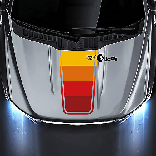 Retro Style Outline Stripe Hood Vinyl Decal Sticker for Musclecar truck 2015-2020
