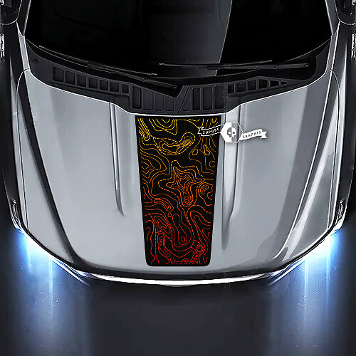 Topographic Map Gradient Style Hood Vinyl Decal for Musclecar truck XL XLT STX Lariat