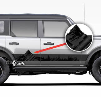 Pair of Mountains Style Rocker Panel Side Monument Valley Decals Stickers for Ford Bronco 2 Colors
