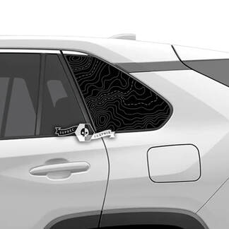 Pair Side Windows Topographic Map Topo Decal Sticker Fits Toyota Rav4
