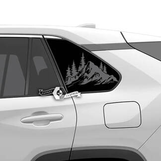 Pair Toyota Rav4 Side Windows Topographic Map Mountain Forest Vinyl Decal Sticker
