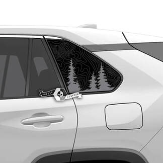 Pair Toyota Rav4 Side Windows Topographic Map Forest Vinyl Decal Sticker
