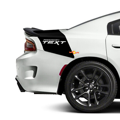 Powered By Custom Text Rear Tailband Stripe Vinyl Decals for Dodge Charger