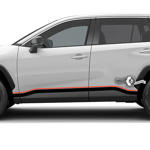 Dual Curved Stripes Rocker Panel Vinyl Decal Sticker for Toyota RAV4 2019-2026